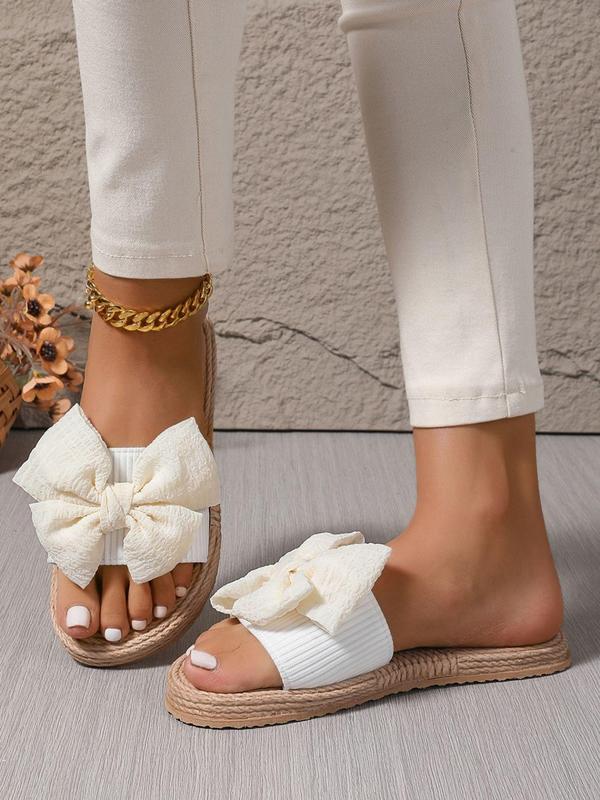 Women's Fashionable Bowknot Design Slides, Casual Comfortable Flat Sandals for Summer, Lightweight Breathable Shoes for Daily Wear, Girl 3