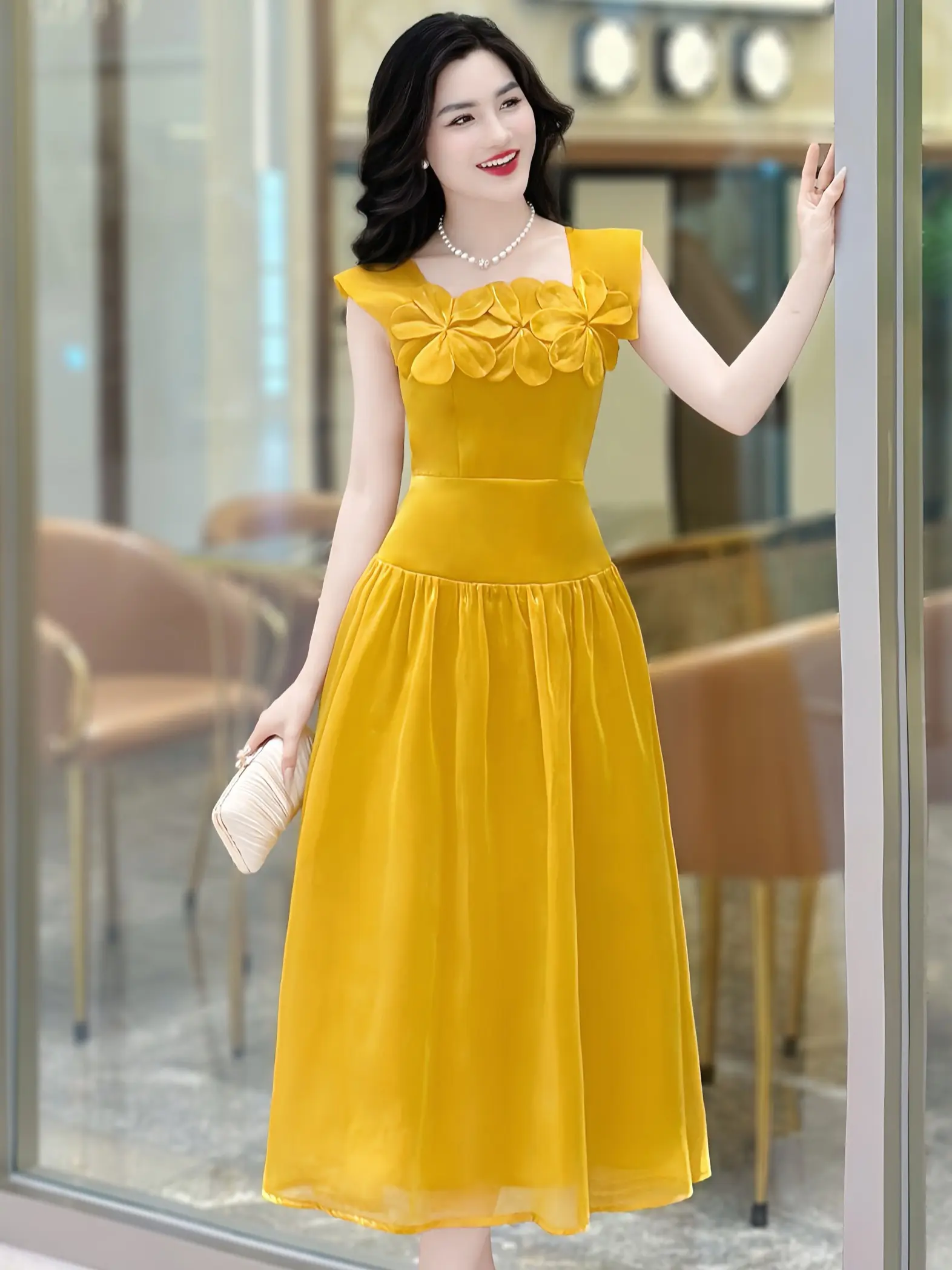 [MIỄN SHIP] MDU4296 Váy Tơ Organza 2 Lớp - Gam Màu Vàng Cuốn Hút Cùng Dáng Váy Dài Dành Cho Nữ. Women Dress