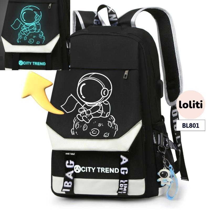 BL801 Balo phản quang nam nữ đi học, đi làm, cá tính, tiện dụng LOLITI (không kèm phụ kiện)
