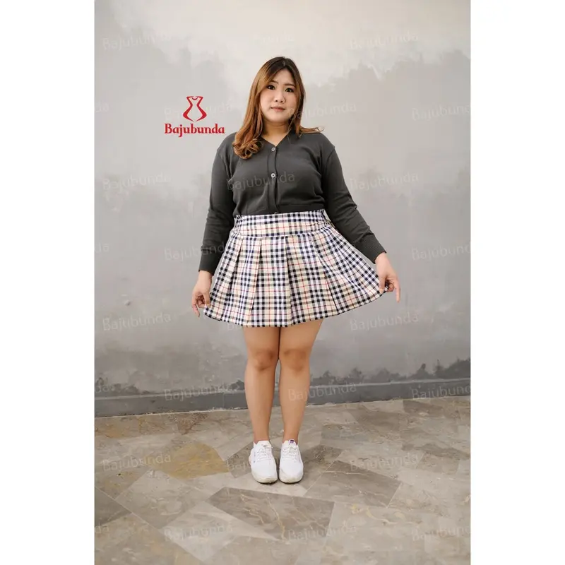 Rok Mini Jumbo Big Size Katun Kotak Karet Panjang Karet Panjang Wanita Pendek 2