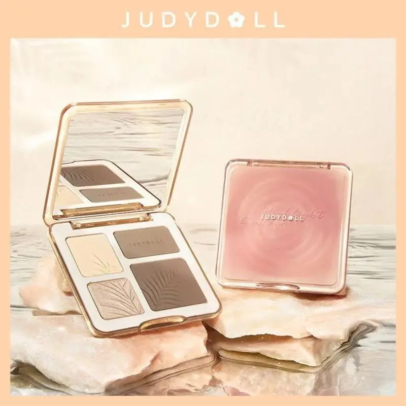 [JUDYDOLL] Bảng Phấn Tạo Khối JUDYDOLL Kèm Bắt Sáng 4 Ô, Hỗ trợ tạo khối và bắt sáng tự nhiên 9g