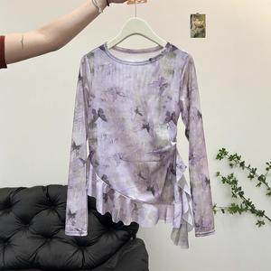 Áo Lưới Bướm Tím Cho Nữ Mùa Hè Mới Kiểu Dáng Độc Đáo Ôm Gọn Đa Năng Thanh Lịch