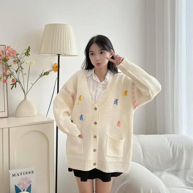 ÁO CARDIGAN GẤU TRẮNG SẮC MÀU / GẤU ĐEN SẮC MÀU 5