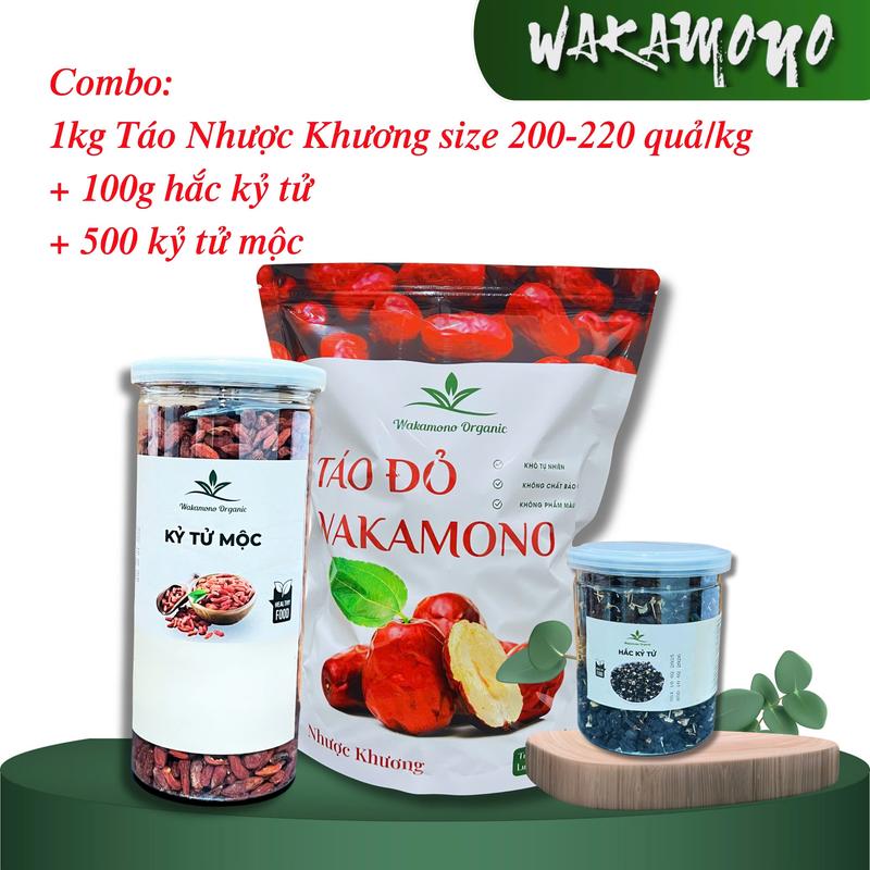 COMBO 1KG TÁO ĐỎ NHƯỢC KHƯƠNG KHÔ TỰ NHIÊN THƯỢNG HẠNG 200-220 QUẢ / 1KG, 100G  HẮC KỶ TỬ VÀ KỶ TỬ Snack Food Ăn Vặt Chua Thức Ăn