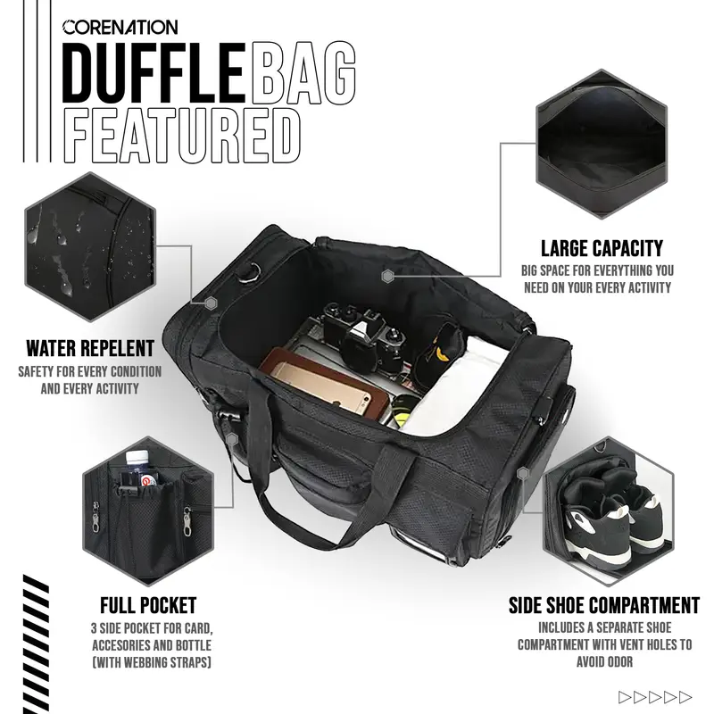 CoreNation Core Duffel Gym Bag Tas Multifungsi Duffel Olahraga Gym Sport Travel Bag Fitnes 3
