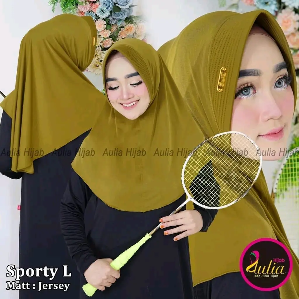 Hijab Bergo Sport Aulia L Jersey Premium Nutup Dada