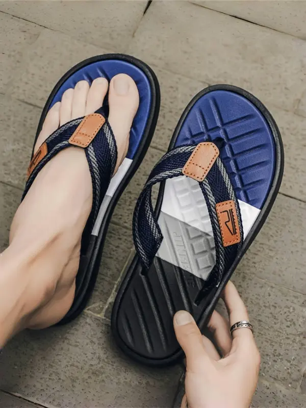 Unisex Trendy Color-block Flip-flops, Casual Comfortable Non-slip Slides for Beach & Casual Outings, Fashionable Slippers for Indoor & Outdoor Wear 5