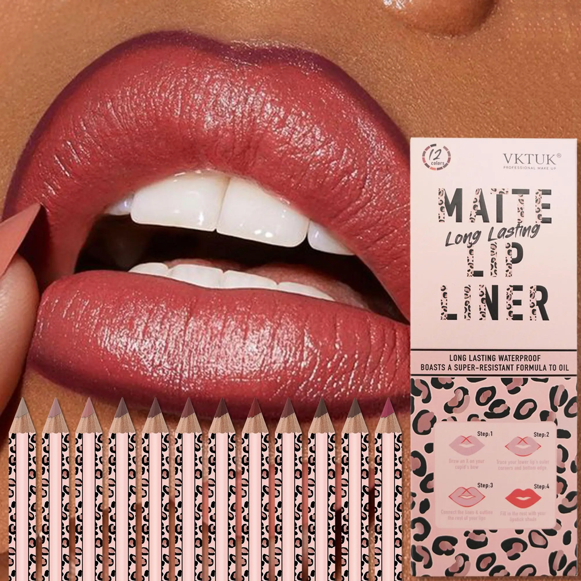 Long Lasting Lip Liner Set, 12pcs/set Matte Lip Liner Pencil, Natural Look Lip Liner Pen, Suitable for All Occasions Lip Makeup, Cosmetic