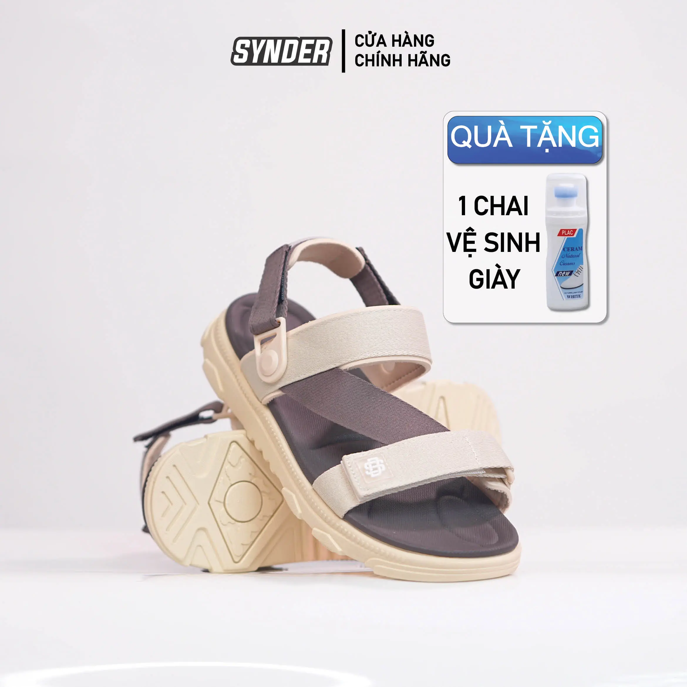 Dép Sandal Nam Nữ SYNDER SD2 - Nam tăng 1 size, nhẹ,thoáng mát [Be Nâu , Size 36-44, Tặng chai vệ sinh]