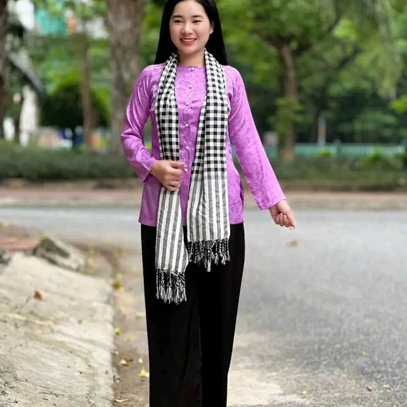 Áo Bà Ba Nữ Mặc Tết, Áo Bà Ba Gấm Chất liệu Gấm Mềm Mại Phom Dáng Đẹp Trẻ Trung Năng Động 8