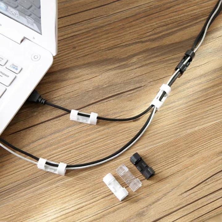 Vỉ 20 Nẹp Cố Định Dây Điện, Dây Sạc Điện Thoại Bằng Nhựa Trong Suốt 8