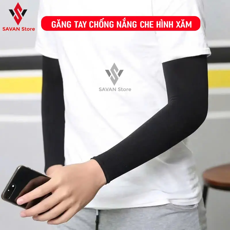 Găng tay chống nắng che hình xăm không chữ, vải dày dặn chất thun lạnh, chống UV, co giãn 4 chiều, ôm tay cho nam nữ - Size 45-75kg