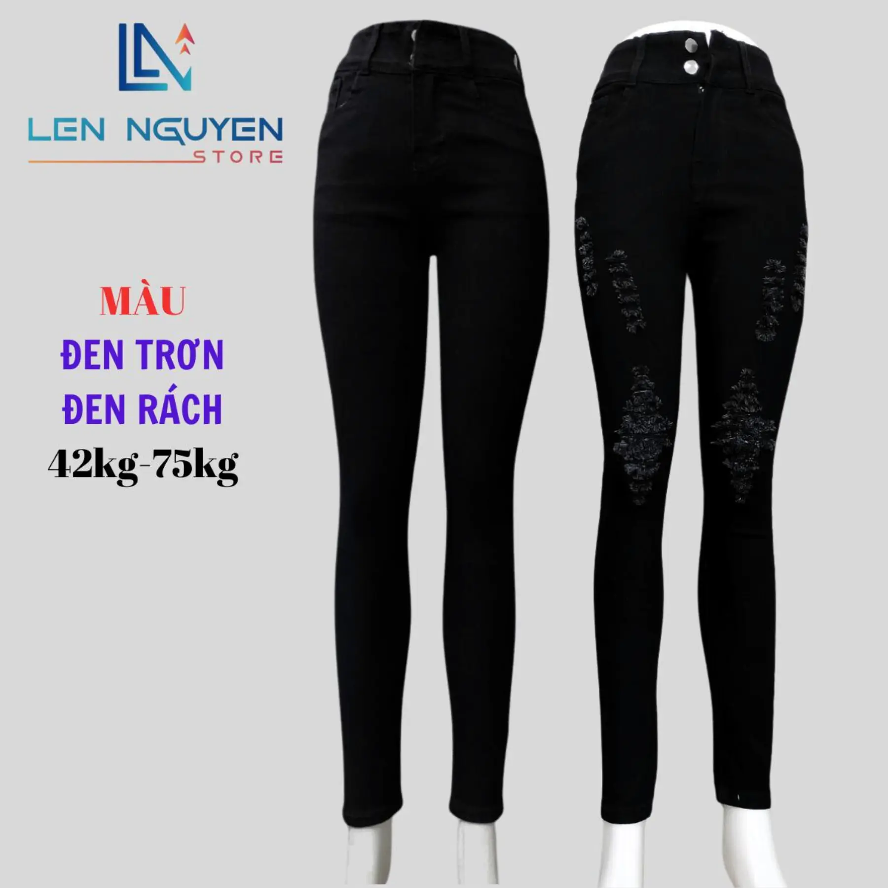 D14 [ Len Nguyen Store ] Quần Jean (Bò) Nữ Dài Dài 95-97cm, Màu Xám, Xanh, Size 42kg-75kg, Thiết Kế , Lưng Cao 2 Nút, Co Giãn, Mền Mịn, Bigsize, Hotgirl, Skinny, Ống Ôm, Mang Phong Cách Năng Động, Trẻ Trung, Tự Tin, Dễ Phối Đồ. Women Pants