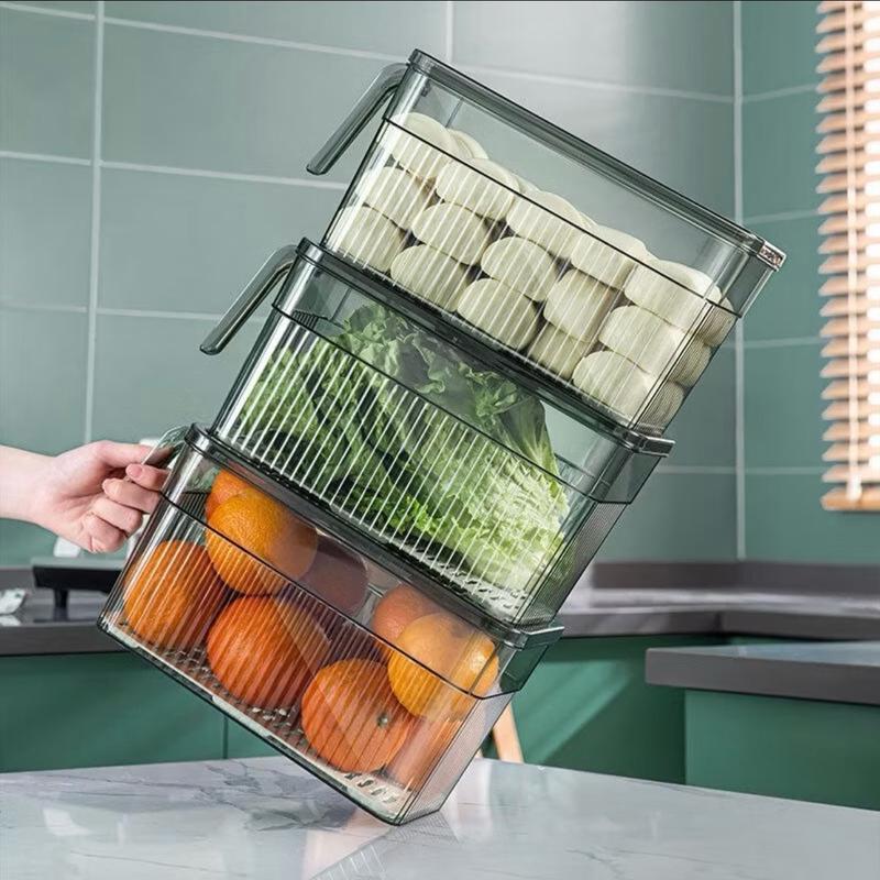 Set 3 Hộp Đựng Thực Phẩm Tủ Lạnh Hộp Nhựa DUNG TÍCH 4,5L CÓ KHAY LÓT ĐÁY VÀ TAY CẦM - Đựng Đồ Ăn Có Nắp Và Tay Cầm Tiện Lợi