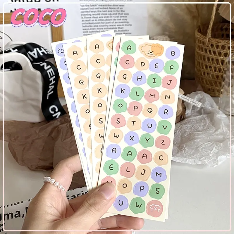 Stiker Huruf Warna-warni Gaya Ins Stiker Estetika Stiker Diy / stiker label bulat - coco_market
