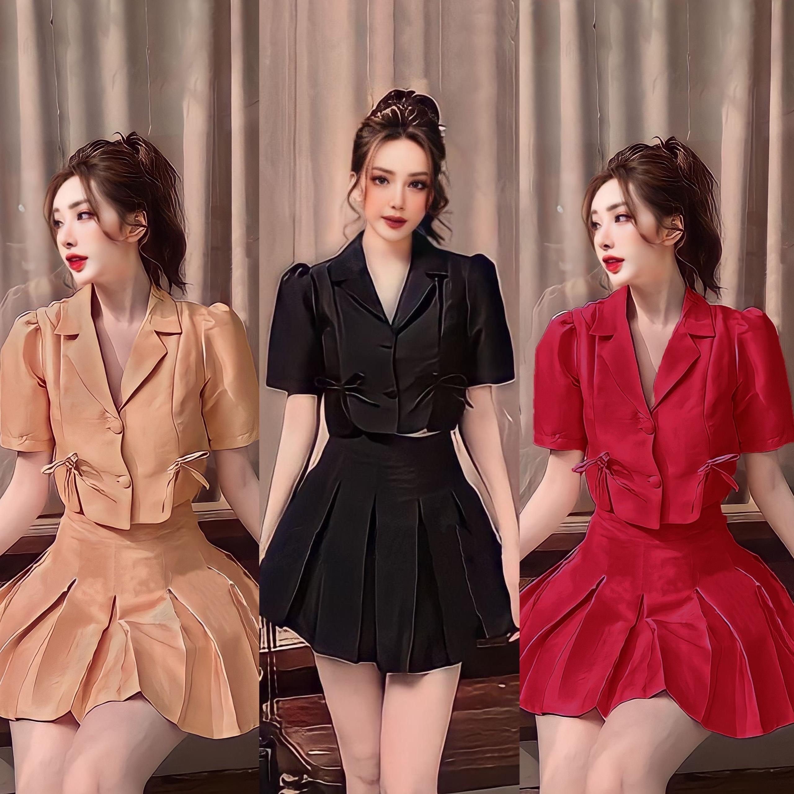 Thời Trang Bigsize Set Váy Áo Dự Tiệc Vải Cotton Lạnh 50 - 100Kg Dễ Thương Top Nữ Women Đen Xoè - A.1136