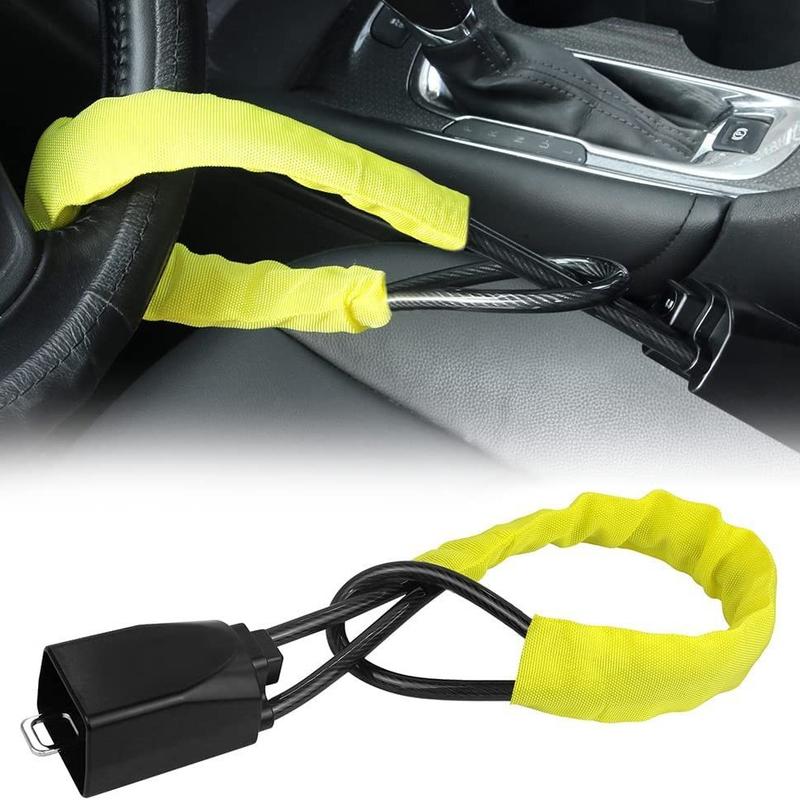 Motor Steering Wheel Lock Steel Cable Rope Lock Bold Car Anti-Theft Safety Belt Card Shackle Universal Car Lock 0