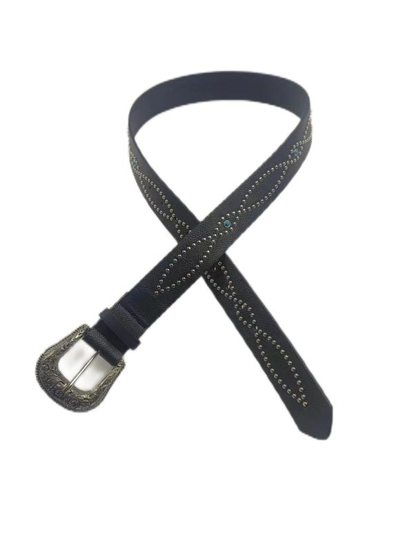 Trendy Studded Decor Pu Leather Buckle Belt, Fashion Casual Matching Belt for Women & Men for Daily Life, Versatile Waitband for Jeans, Pants 7