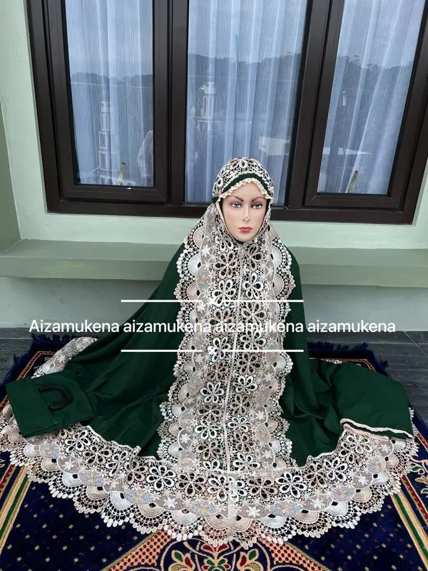 ( FREE TASBIH ) Mukena katun renda seroja twotone full kd 4