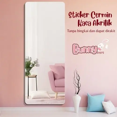 (BunnyS) STICKER KACA CERMIN 3D STIKER DINDING ANTI PECAH Kaca Akrilik Sudah Dengan Perekat Wallpaper Mirror Kamar Mandi