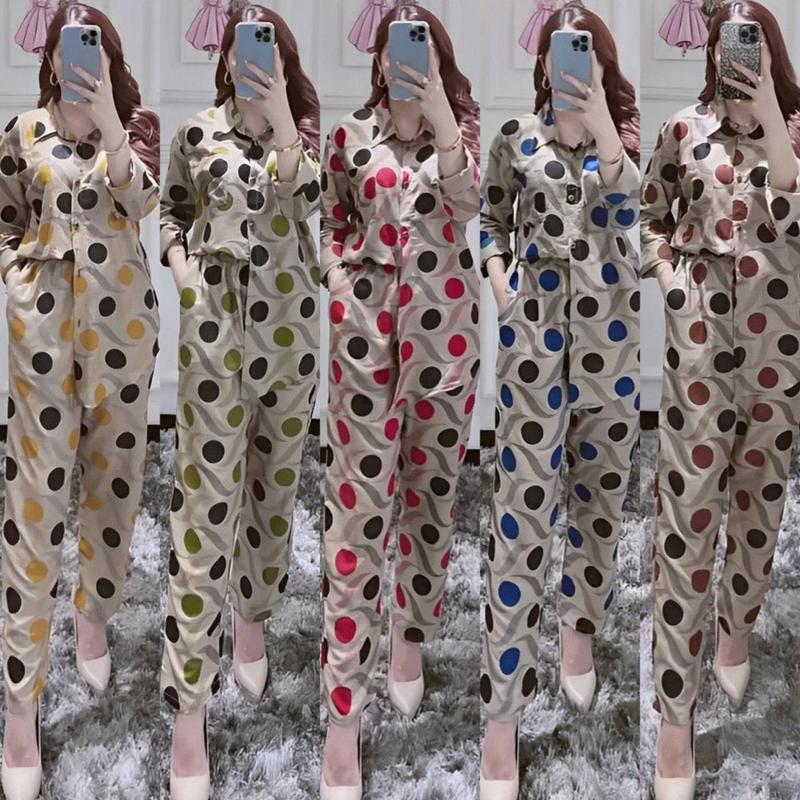 Product Introduction of One Set Namira Polka Busui Full Kancing Setelan Rayon Panjang Handmade Kerah V Neck Model Kemeja Kekinian 2024 by Daster Batikku 2
