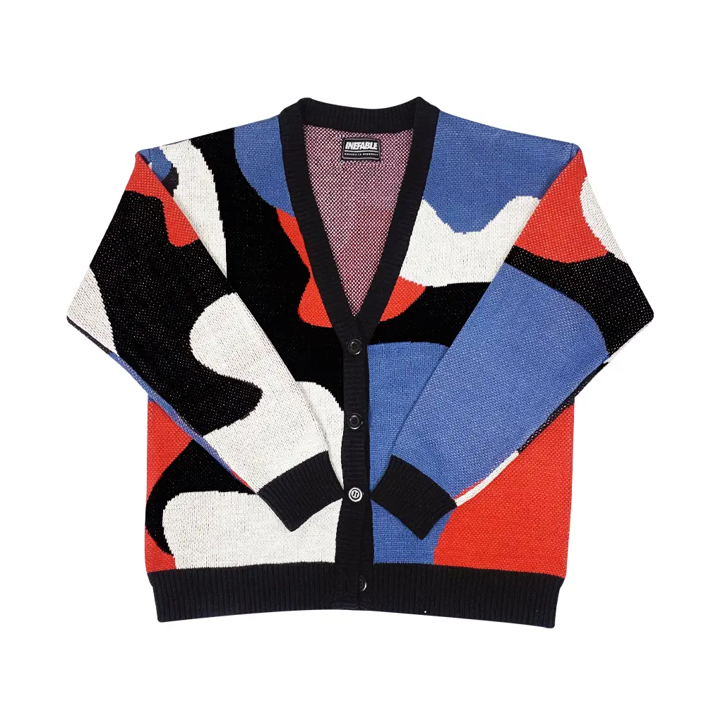 Inefable Cardigan knitwear Kleurrijik- TERLARIS - BAHAN NYAMAN Pria Tebal Sweater Hitam