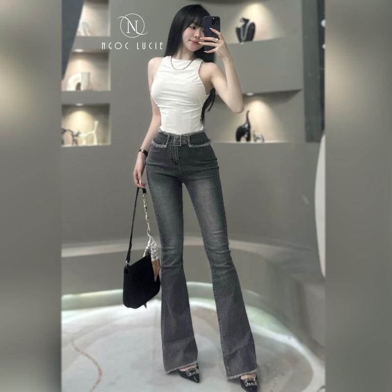 Q16 - (Siêu Dài) Quần Jean Ống Loe Lưng Tua Rua Lưng Cao Vừa Tôn Dáng - Ngọc Lucie Nữ Women Pants Pants