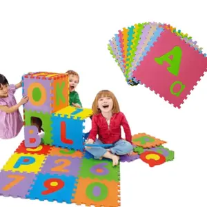 EVAMAT Matras puzzle Abjad jumbo | Ukuran 30x30 cm Tebal 1 cm Isi 26 Pcs / Berbagai macam warna per pcsnya / Mainan edukasi anak / Puzzle Copot - Pasang / Playmat tidak hijau toska bebas bpa random