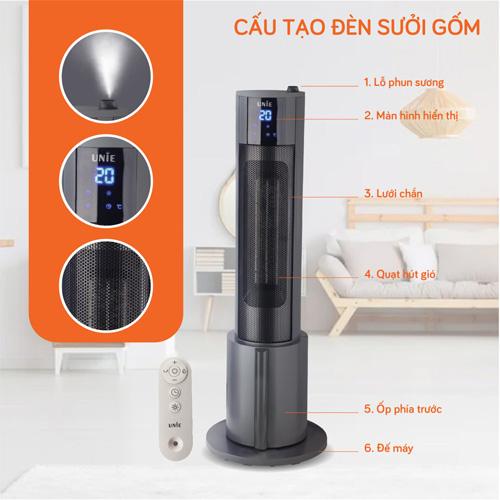 Máy sưởi gốm có điều khiển UNIE UE-129 - Hàng chính hãng