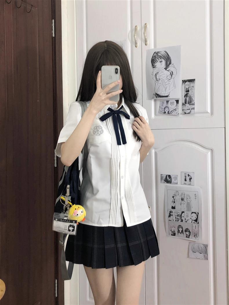 Product Introduction of Fashion Women's Clothingfashion Women's Clothingjk Shirt Original Genuine Preppy Style Uniform Suit Pleated Skirt Organ Pleated Shirt Short Sleeve Waist-Controlled White Shirt Comfort Cotton Womenswear Blouses Customized Evening Fabric Gorgeous 15