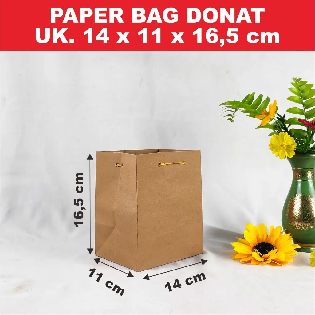 Paper Bag DONAT Tas Kertas Godie Bag Uk 14x11x16,5cm isi 12 pcs