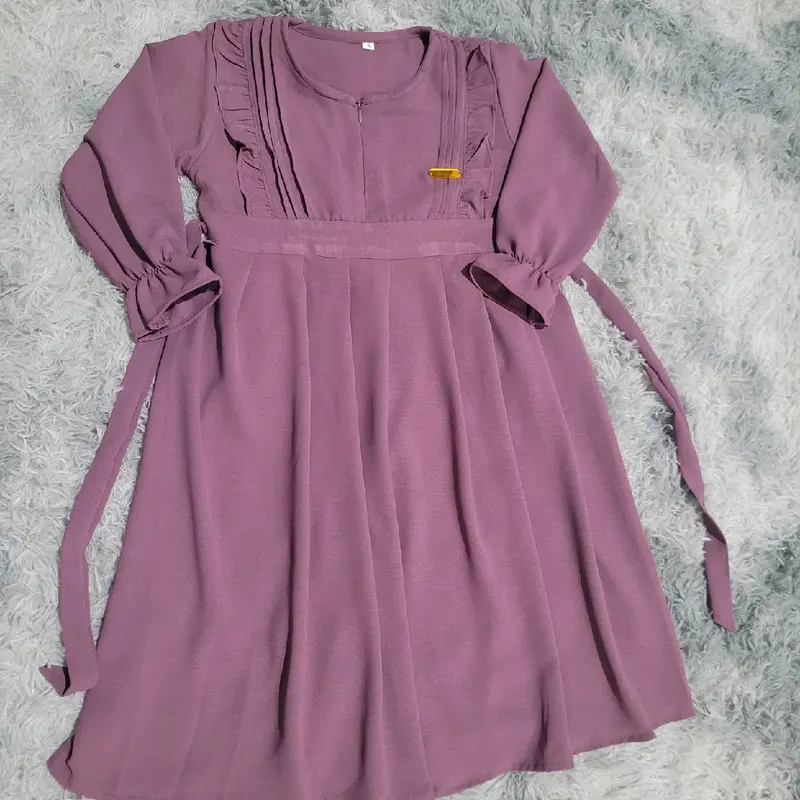 Baju Gamis Anak Mewah Umur 1 Sampai 12 Tahun Bahan Crinkle Polos Airflow Muslim Polos 2