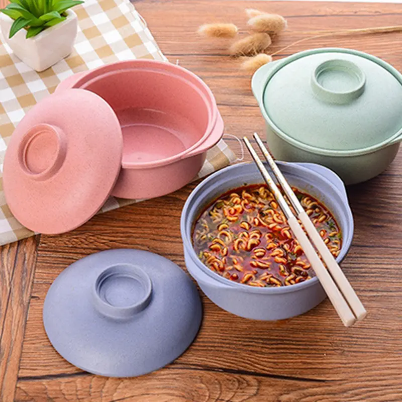 Bát Mì Ăn Liền Có Nắp Đậy, Bát Cơm Nóng Súp, Hộp Đựng Thức Ăn Cho Học Sinh Phong Cách Nhật Bản, Bát Nhà Bếp Tốt Cho Sức Khỏe, Bộ Đồ Ăn 5