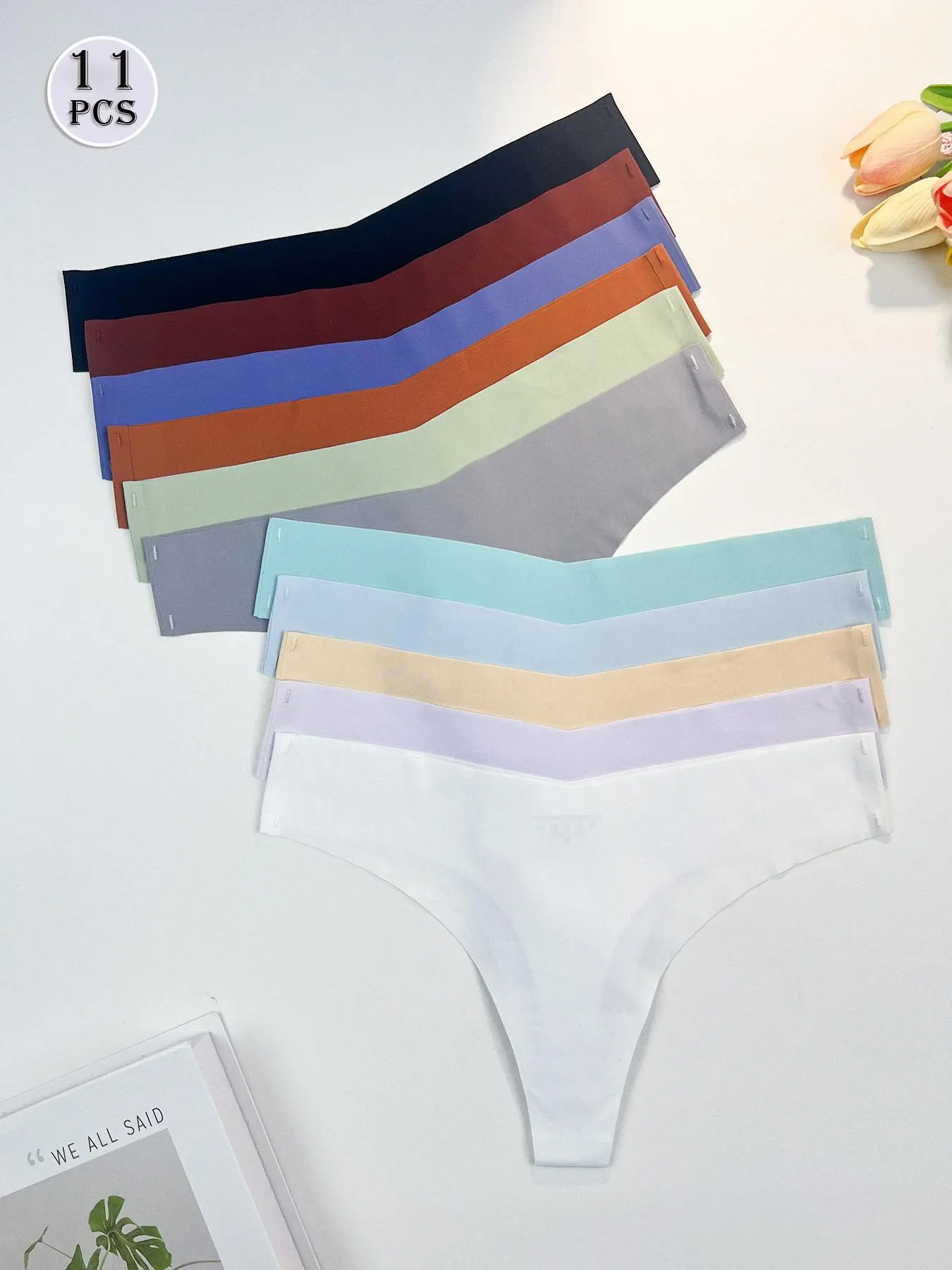 Women's Solid Color Thong, Breathable Comfortable Panty for Daily Wear, Ladies Underwear for All Seasons