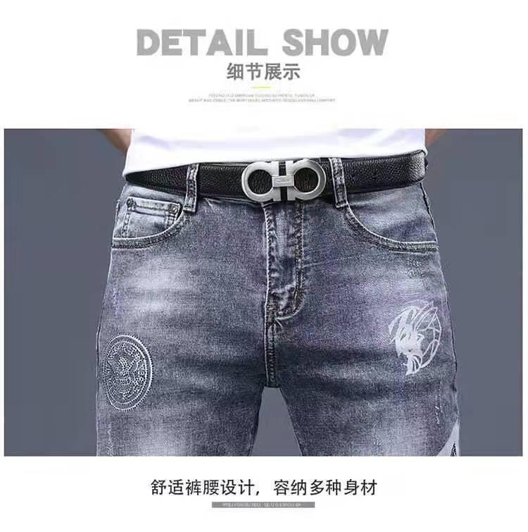 Product Introduction of Quần Jean Thêu Cho Nam, Bộ Sưu Tập Thu Đông 2021, Thời Trang Phong Cách Hàn Quốc, Quần Mỏng Dáng Ôm, Co Giãn, In Hình, Quần Thường Ngày 26
