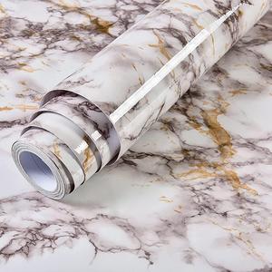 Papel tapiz con patrón de mármol, 1 unidad de calcomanía para pared autoadhesiva impermeable, película decorativa para el hogar, sala de estar, dormitorio, cocina y baño