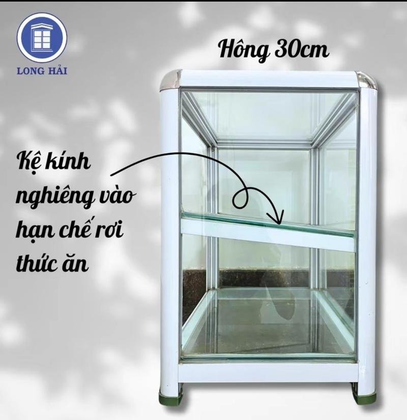 Product Introduction of Tủ bán hàng ăn ( KHÔNG CỬA ), chất liệu nhôm kính, kích thước: 50cm x 30cm x 45cm , màu trắng sữa 16
