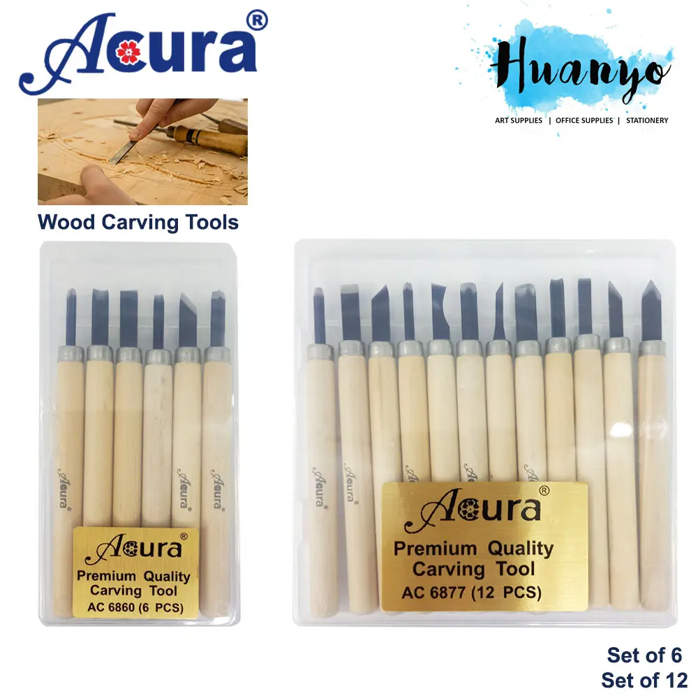 Acura Premium Quality Wood Carving Tool Chisels Knife Craft Plastic Case Set (Tools Set of 6 /Set of 12)