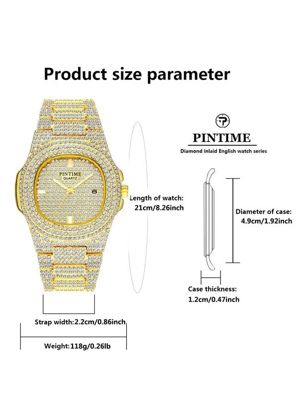 Women's Elegant Rhinestone Decorated Analog Quartz Watch, Fashionable Luxury Round Dial Calendar Watch for Women & Girls, with Box 1