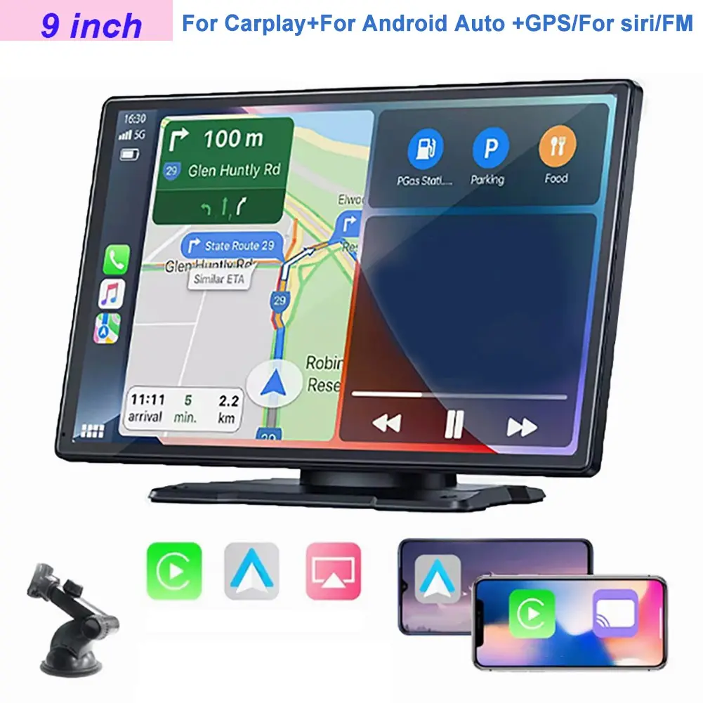 9\" Wireless for Carplay& for Android Auto Car Radio GPS FM Car Multimedia Player