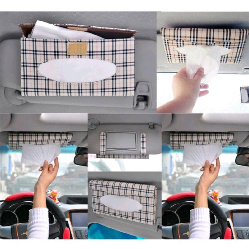 TEMPAT TISU SUNVISOR MOBIL MODEL GARIS MOTIF KOTAK 6