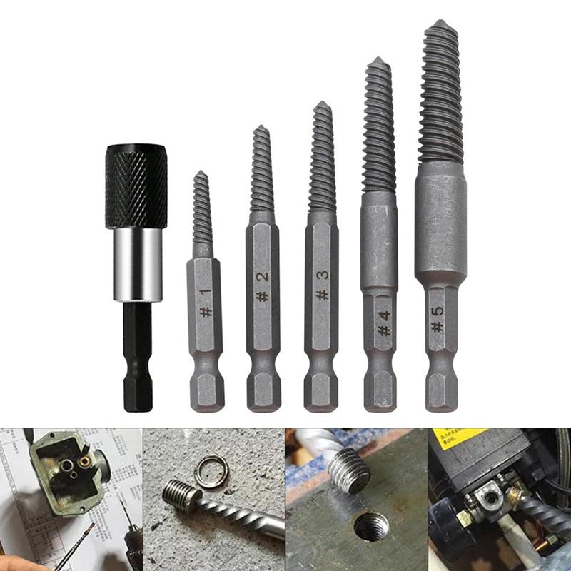 Bộ 5 đầu tháo ốc gãy 5-18mm kèm đầu nối dài 60mm, tháo vít toét đầu