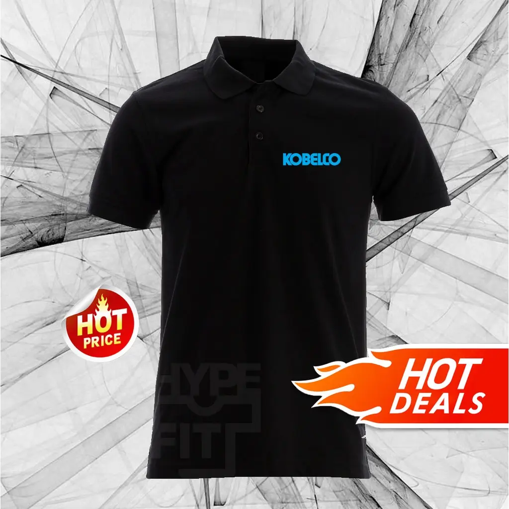 Áo Thun Polo Kobelco, Unisex, ngắn Tay, 220gsm Cotton, Hàng Có Sẵn Có Logo Kobelco, Logo Nhóm Thép Dáng Ôm, Hàng Mới Về, Áo Thun