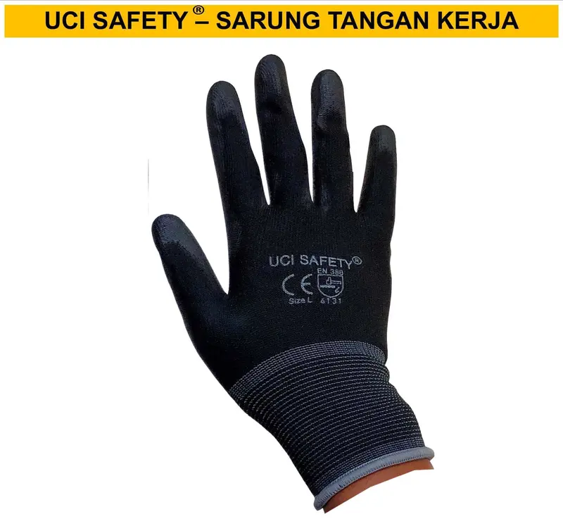 Sarung Tangan Multi Purpose Kerja Uci Safety Safety Gloves Static Motor otomotif Coating Karet Packing Statis Multitask Palmfit Proyek Satpam Anti Slip Industri Pabrik Polyurethane 3