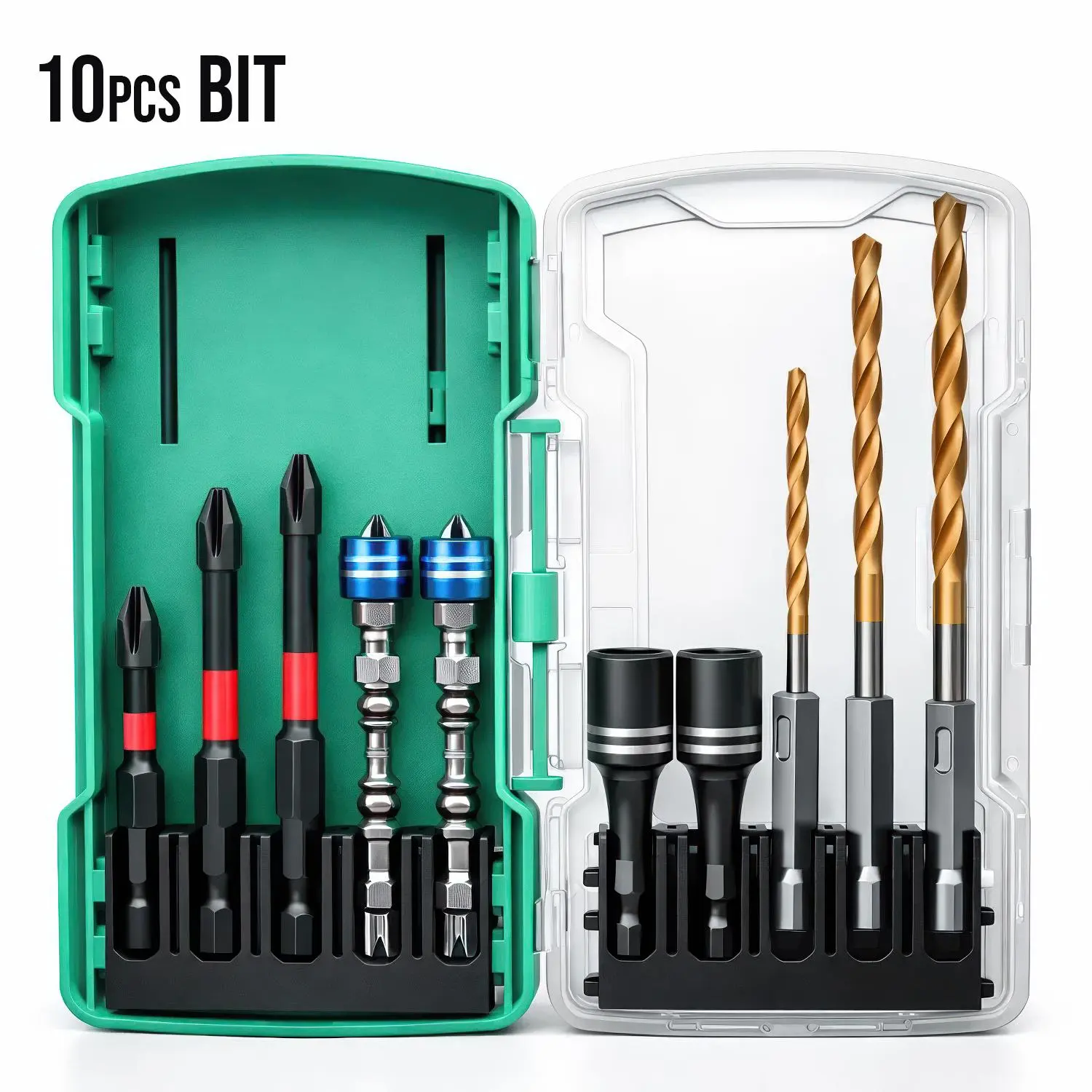 Mata Bor Drill Bit 10Pcs Multi-Fungsional untuk Kayu Logam PVC Plastik Kompatibel dengan Bor Obeng dan Driver Organisasi Efisien - 6891