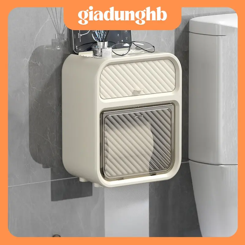 giadunghb Hộp đựng giấy vệ sinh treo tường 2 trong 1, hộp đựng giấy đa năng chất liệu ABS + PP cao cấp chống nước 0