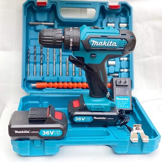Máy khoan 2 pin 36v Makita, máy khoan 3 chức năng, có chế độ búa, lõi đồng 100%, tặng bộ phụ kiện 24 chi tiết