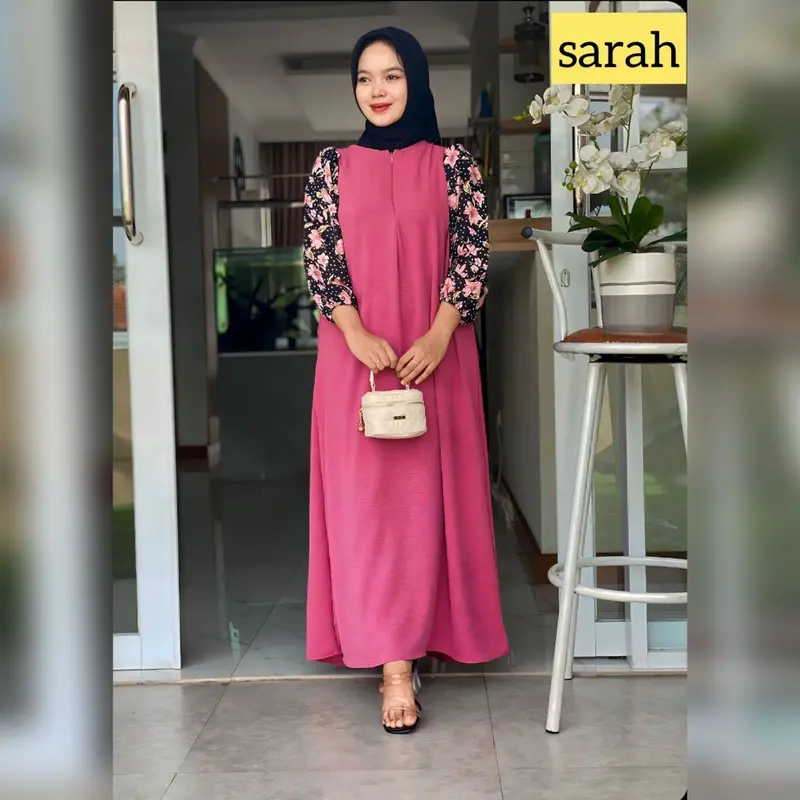 SARAH DRESS GAMIS/ CRINGKLE / KOMBINASI RAYON / BUSUI 2