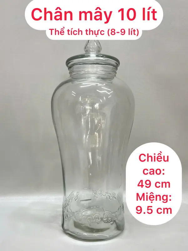 ( THỂ TÍCH THỰC 8 LÍT) Bình Thủy  Chân Mây  10 Lít bình  thủy tinh bình  hủ bình  ngâm bình  ngâm không vòi Đựng Gia Vị Đựng Đồ Ăn 1
