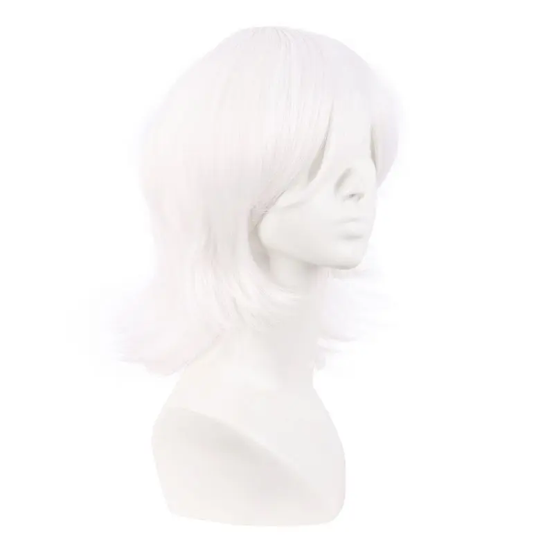 Tongman Cos Wig Wanita Rambut pendek Versatil Putih 40CM Terluas Berbalik Wolf Tail Rambut Gadis Gadis Gaya Suhu Tinggi Sutra
